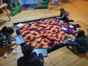 Hard at work with snacks